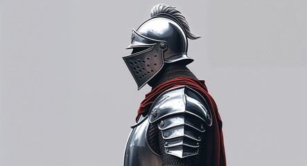 Knight side view portrait on plain white background