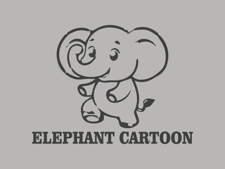Elephant cartoon page cute animals logo vector illustration, cute baby elephant design vector illustration with background light grey