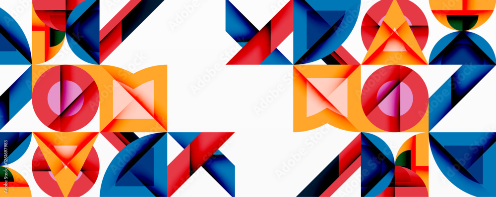 Poster Minimal geometric abstract background. Circle square and triangle design