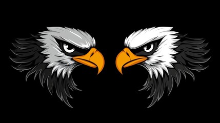Obraz premium Two Eagles Head Vector Illustration