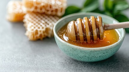 Honeycomb and honey in a bowl