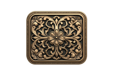 Ornate Floral Design: A stunning, intricate square tile boasts a gilded floral motif,  embellished with delicate scrolls and swirling vines.  The design exudes elegance and timeless beauty. 