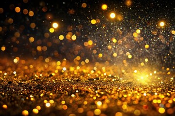 Naklejka premium Abstract Black Gold Glitter Background - Sparkling Dust Texture