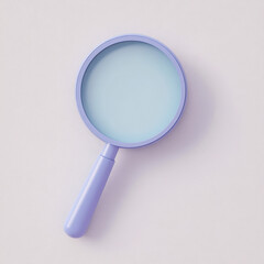 purple magnifying glass with round lens on light background, ideal for examining details
