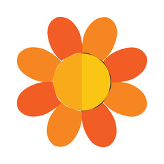 Cartoon Orange Flower Decorative Icon Isolated Vector Illustration