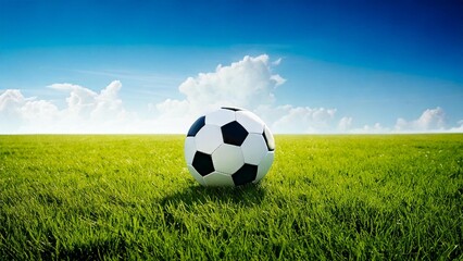 サッカーのイメージ 青空 芝生 おしゃれ 背景素材 チラシ・バナー・動画素材 AI生成素材	