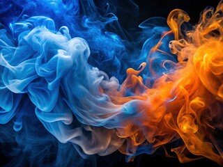 Obraz premium Abstract Swirling Smoke: Blue and Orange Fusion - Stock Photo