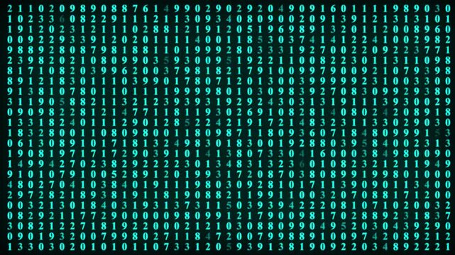 Binary code. Abstract number on screen. Programming concept. Coding.