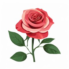 Naklejka premium an AI Image Generator, Beautiful Red Rose Illustration with Green Leaves a