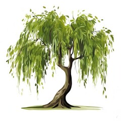 an AI Image Generator, Lush Green Weeping Willow Tree