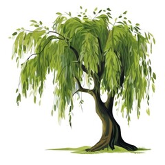 an AI Image Generator, Lush Green Weeping Willow Tree