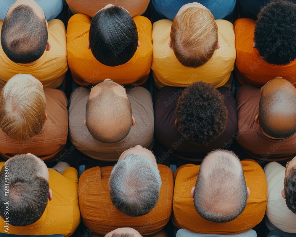 Leinwandbilder vibrant diversity in conference seating multicolored attire in communal space fostering inclusivity 