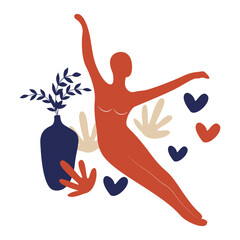 Abstract Floral Matisse Shape. Isolated on White Background. Flat Vector Illustration.