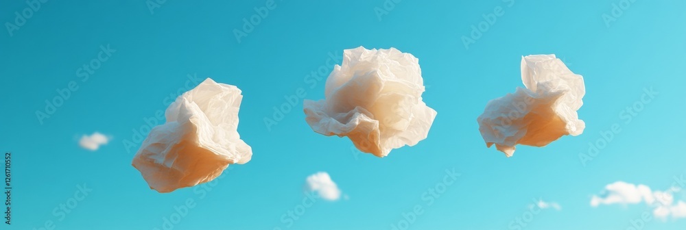 Poster ethereal music visualization floating cloud-like forms against sky - harmony in sustainable artistic