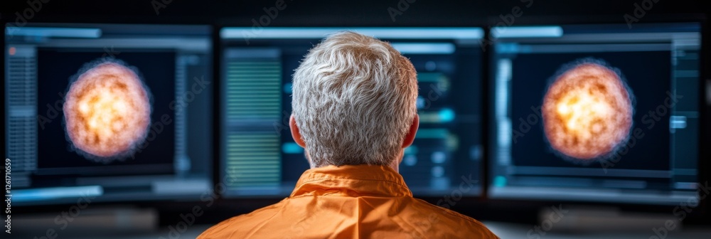 Fototapete Futuristic Genomics Visualization High-Tech DNA Analysis on Multi-Screen Display with Digital Interface - Cutting-Edge Medical Research and Genetic Study Innovation for Healthcare Professionals