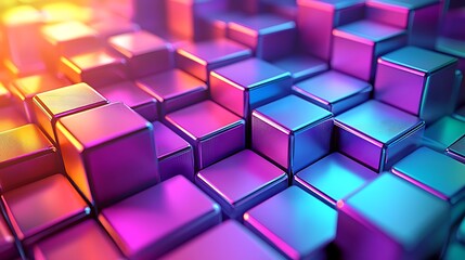 Fototapeta premium Abstract colorful cubes background, digital art, vibrant, technology