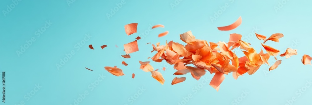 Poster contemporary color pop celebration vibrant petal explosion against minimal backdrop - dynamic event 