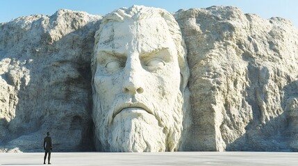 Obraz premium Gigantic stone face carved into a cliff face