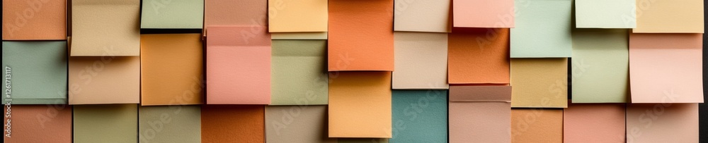 Fototapete Modern Agile Workspace Vibrant Sticky Note Montage on Transparent Surface - Workflow Management and Office Creativity for Dynamic Project Organization in Business Innovation
