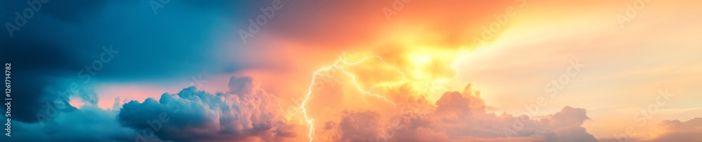 Aufkleber atmospheric energy visualization dynamic cloud formations and lightning strikes - modern weather ana