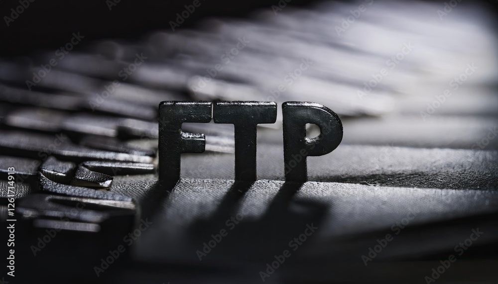 Poster ftp protocol text on keyboard for digital communication