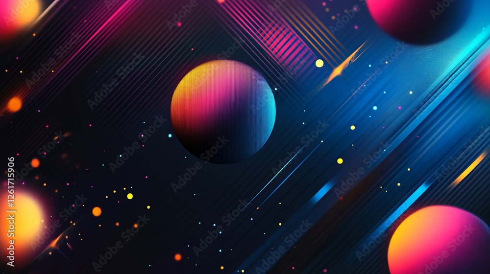 Canvas Prints abstract futuristic background with vibrant colors and geometric shapes.