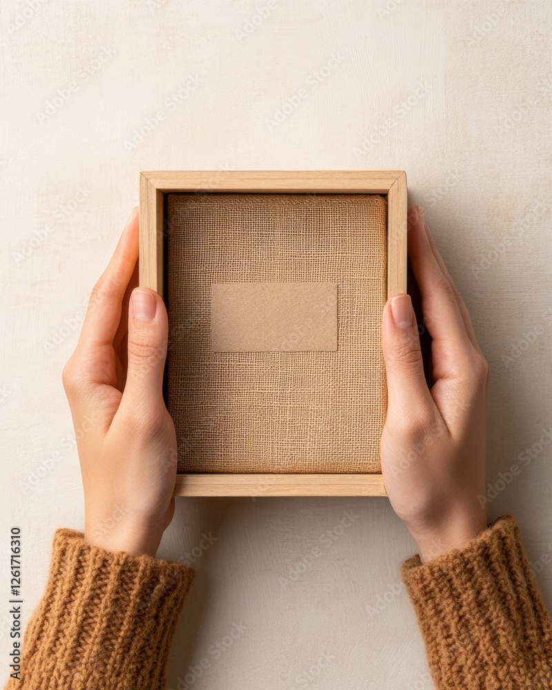 Poster minimalist burlap decor wooden frame with neutral tones - versatile design for modern retail spaces 