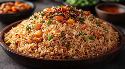 Golden-Brown Fried Rice with Diced Vegetables and a Rich Blend of Spices for a Flavorful Experience