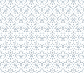 Flower geometric pattern. Seamless vector background. White and gray ornament. Ornament for fabric, wallpaper, packaging. Decorative print