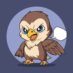 cartoon of a dashing and cute eagle