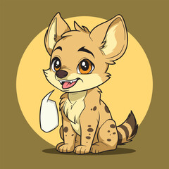 cartoon of a dashing and cute hyenah