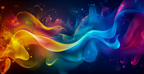 Obraz premium Colorful waves of abstract liquid form on a dark background.