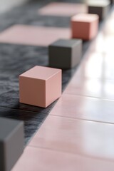Geometric Blocks on Marble & Pink Tiles