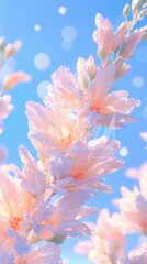 Fototapeta premium Blooming pink gladiolus flowers vibrant garden floral bright atmosphere close-up view nature's beauty