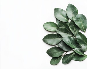 Fototapeta premium Eco-Chic Visuals Cascading Botanical Green Leaves on Minimalist Canvas - Sustainable Design Inspiration for Modern Environmental Branding and Marketing Strategies