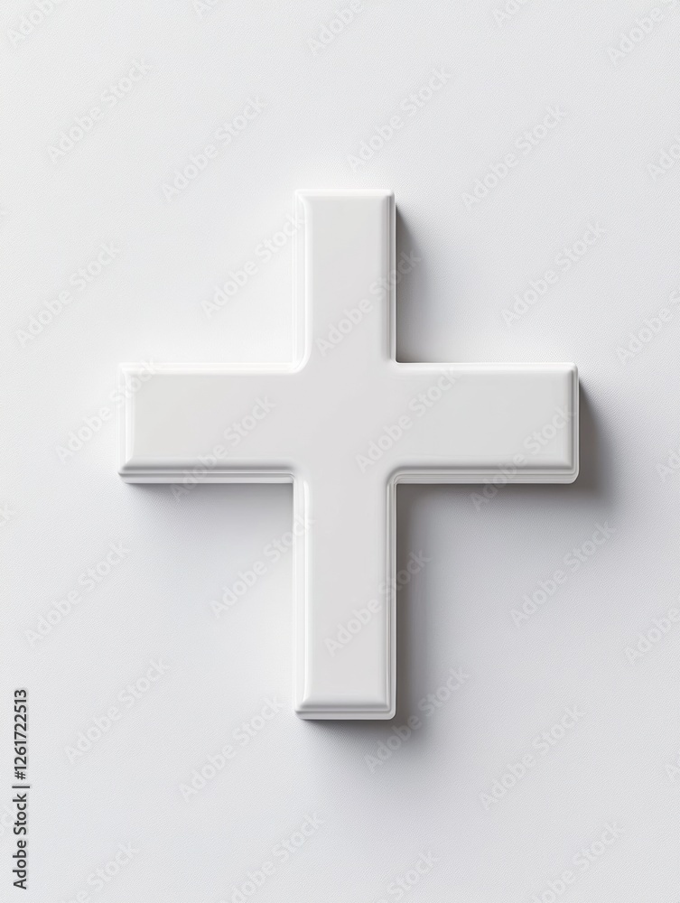 Poster minimalist medical iconography sleek white cross on textured surface - modern healthcare branding an