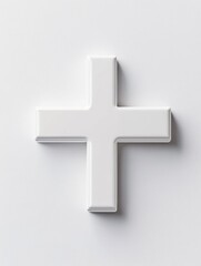 Obraz premium Minimalist Medical Iconography Sleek White Cross on Textured Surface - Modern Healthcare Branding and Visual Communication for Clinical Environments