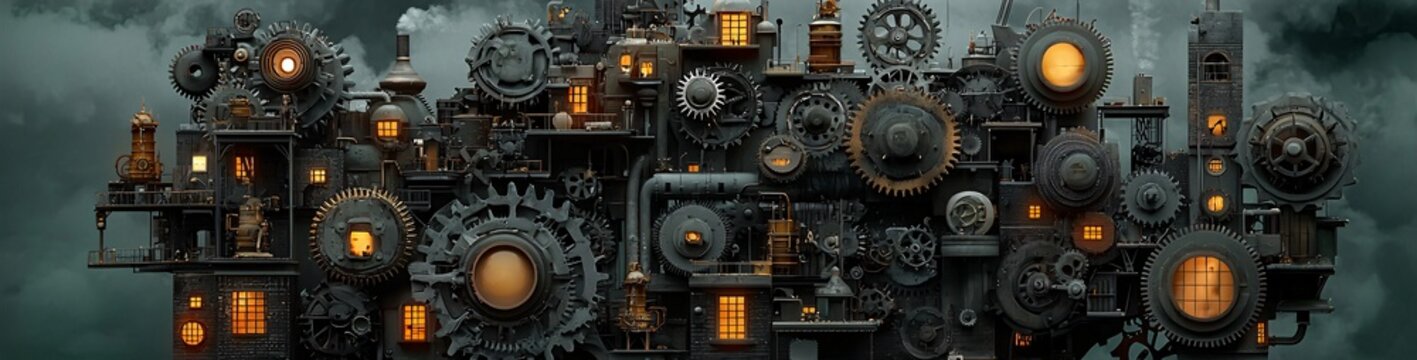A parallel universe where the 1800s meets high technology, steampunk-inspired flying machines, Victorian-era cityscape, glowing steam engines, intricate gears, fantasy meets sci-fi, highly detailed