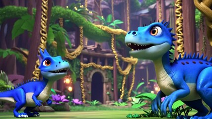 a cartoon character of a baby dinosaur, cute baby dinosaur in a playful pose, A baby dinosaur with a playful expression