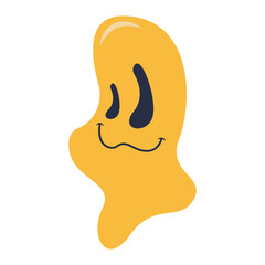 Retro Melting Smiling Face. Vector Character in Cartoon 90s Style.