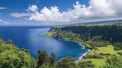 A dramatic cliffside viewpoint overlooking an ocean with protected marine areas.