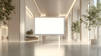 Modern lobby blank billboard mockup, interior design, advertising