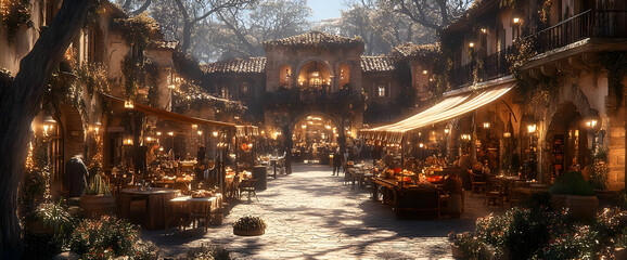 Snowy Evening Market Scene