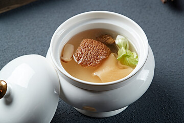 Hericium erinaceus, fish maw and hazel mushroom soup