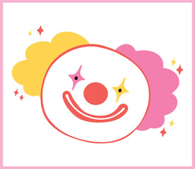 Pastel Clown face Clowncore Playful Cartoon Flat Hand Drawn