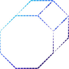 Geometric dashed line shape and icon element for tech, digital, cyber, web