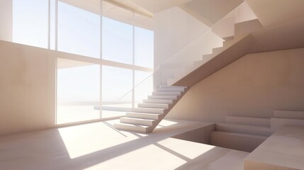 Obraz premium Sunlit Modern Minimalist Home Interior Design