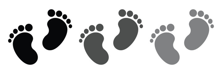 New born, pregnant or coming soon footprints shoes and shoe sole. Kids or baby feet and foot steps Fun vector footsteps icon for print. Love heart blue boy or pink girl sign on white back ground eps20
