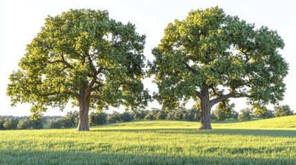 Obraz premium Majestic trees in lush field nature photography beautiful landscape serenity daylight greenery and growth