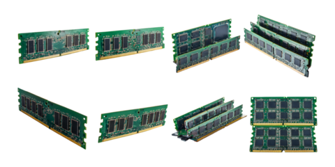 Different Types of Computer Memory Modules, PNG collection, set bundle, isolate on transparent or white background